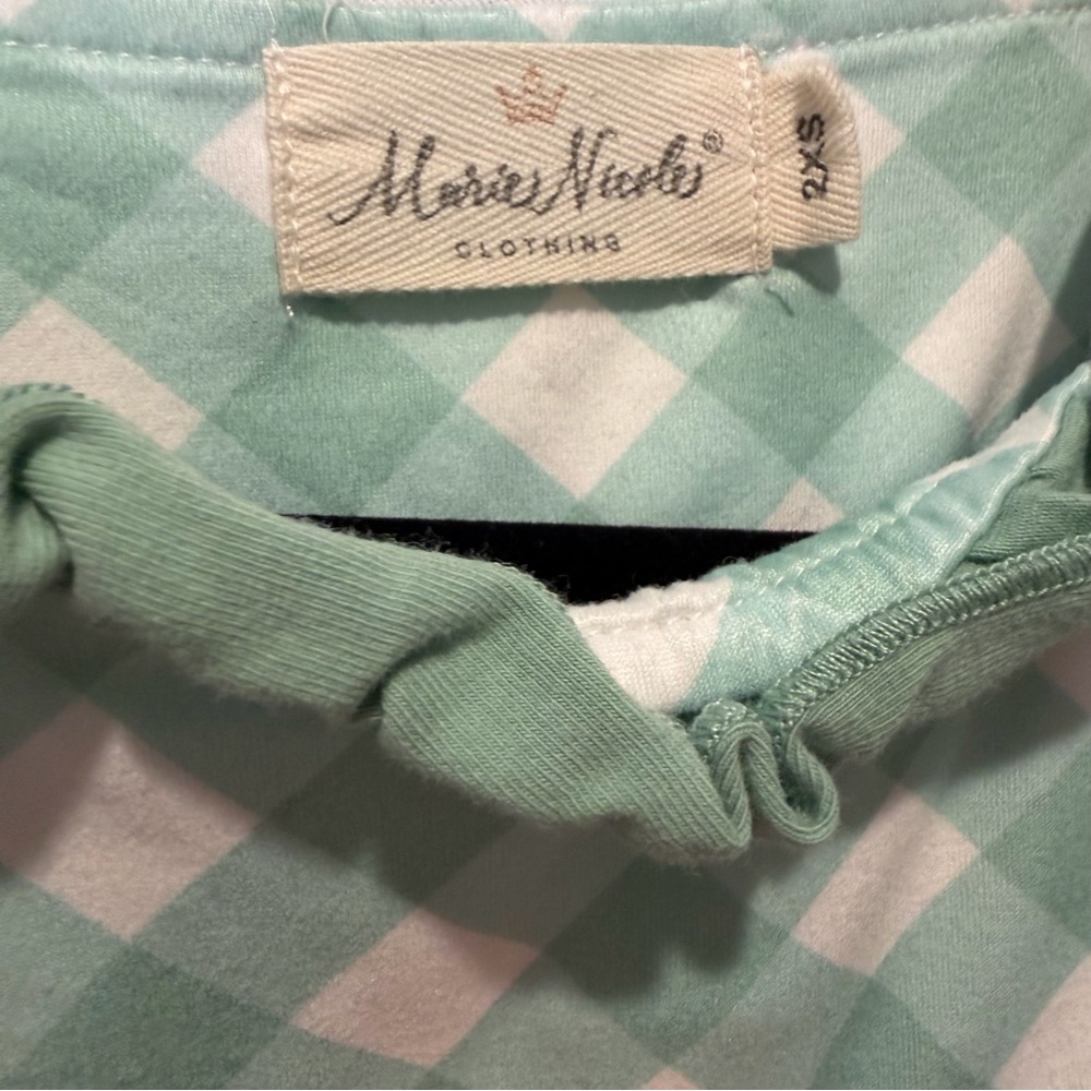 Marie Nicole Girls 6-12 months Plaid Floral Green Cream Pink Adjustable Dress - Picture 2 of 6